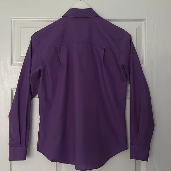 Foxcroft Non-Iron Button-Up Purple Shirt Size 4P - Picture 4 of 8